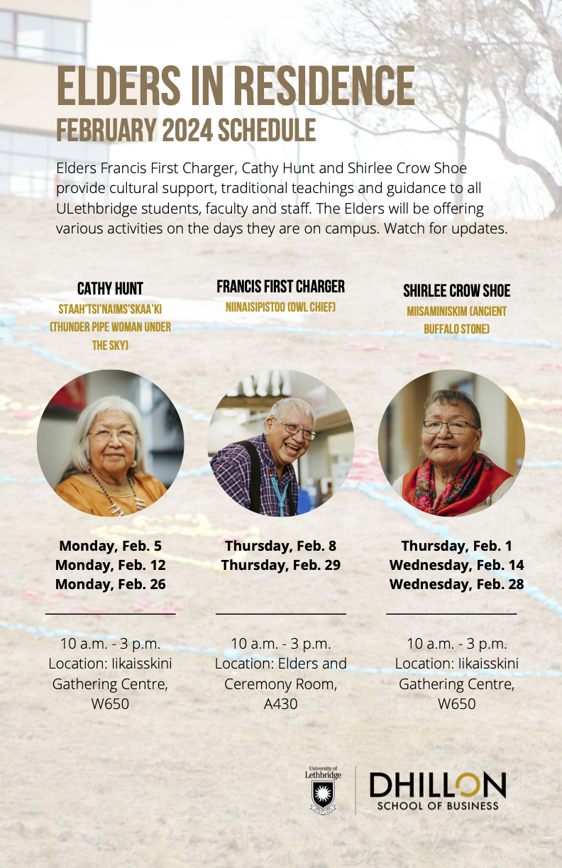 Elders in Residence February 2024 Schedule Notice Board